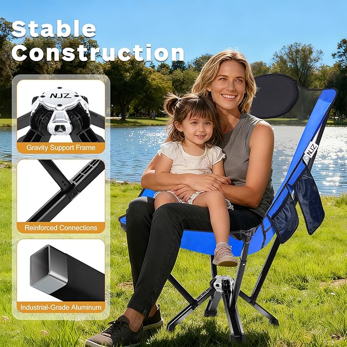 High-Back Folding Chair for Indoor & Outdoor Use — Comfortable Support, Easy Setup, Portable Chair for Home, Patio, Camping & Relaxation