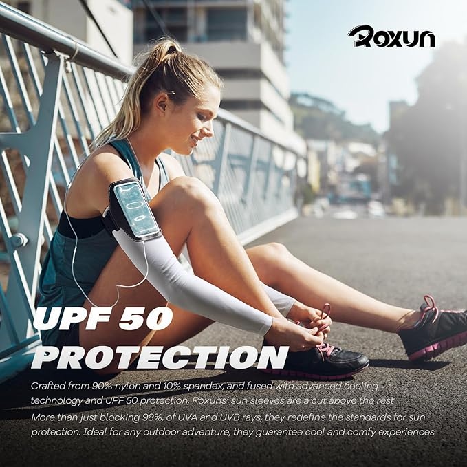 Arm Sleeves, Cooling UV Sun Protection Sports Compression for Men/Women