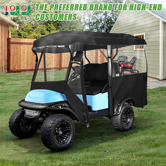 4 Passenger Golf Cart Enclosure Universal Rain Cover, 600D Waterproof Driving Enclosure for Club Car EZGO RXV TXT Yamaha, 93.7 Inch in Roof, 93-3/4" Top