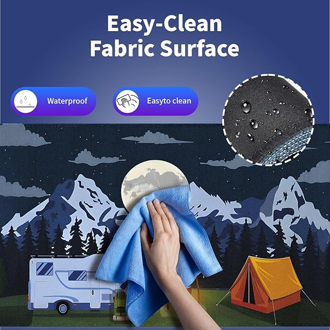 Wknoon. Extra Large Gaming & Office Mouse Pad (31.5" x 11.8") with Durable Stitched Edges – RV Camping Area in The Woods with a Cozy Tent and Campfire Outdoors Activity Themed, Anti-Slip XXL Desk Mat