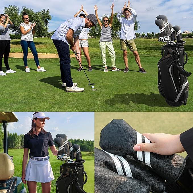 Golf Club Head Covers - 4pcs or 1pc Golf Accessories Club Covers Set for Woods and Driver Fairway Hybrids with Interchangeable Tags