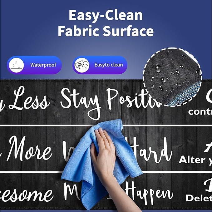 Wknoon. Extra Large Gaming & Office Mouse Pad (31.5" x 11.8") – Stay Positive Work Hard Inspirational Quote & Rustic Black Wood Grain, Premium Anti-Slip XXL Desk Mat with Durable Stitched Edges