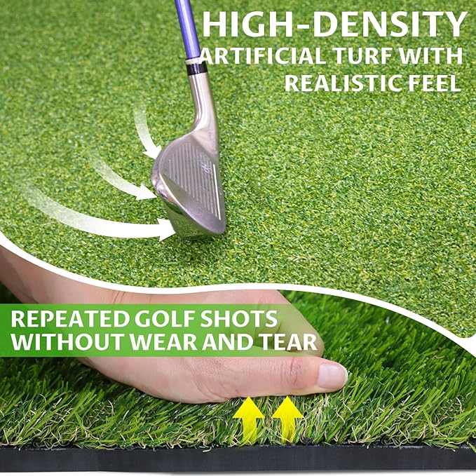 Bltend Dual Turf Golf Mat 31mm: 5x5ft/5x4ft Heavy-Duty Golf Hitting Mats Practice Outdoor/Indoor, Elite Dense Artificial Turf Matt Training Aid for Garage/Simulators/Driving Range/Backyard