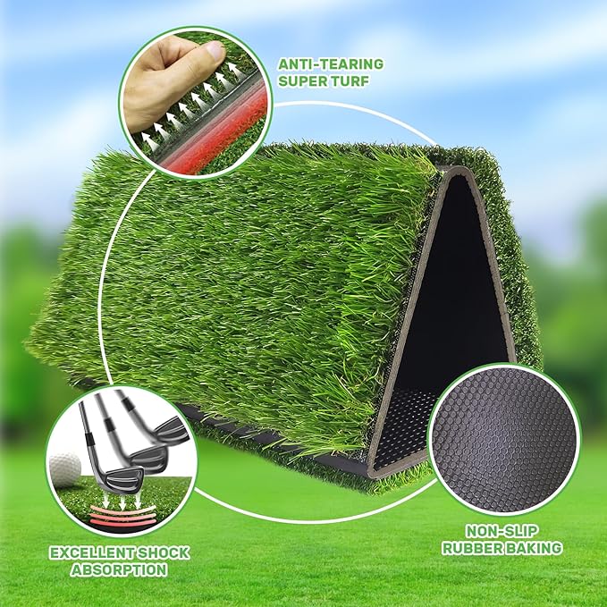 Golf Hitting Mat, Golf Training Mat for Swing Path Feedback Detection Batting,Extra Replaceable Golf Practice Mat 16"x12", Golf Gifts for Men Women for Home Indoor Outdoor