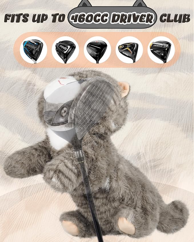 Big Teeth Funny Plush Driver Headcover Animal, Groundhog Gopher Penguin Driver Head Cover for 460cc Club, Sloth Leprechaun Crocodile Golf Head Covers for Woods and Driver Protector