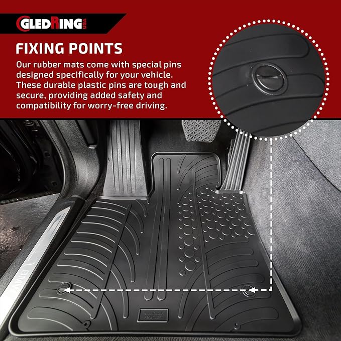 GledringUSA Custom Fit All-Weather Rubber Floor Mats Compatible for Volkswagen Tiguan (5N) 2009-2016 & Tiguan Limited 2017-2018