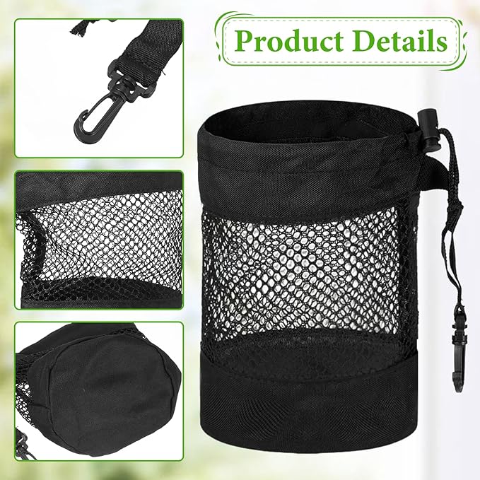 Prasacco 2 Pcs Golf Ball Storage Bag, Nylon Mesh Golf Pouch Drawstring Organizer, Large Capacity Golfs Shag Bag for Balls and Tees