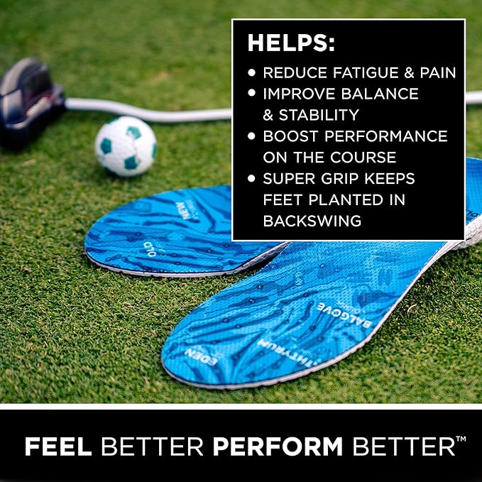 CURREX GolfPro Insoles for Golf Shoes – Arch Support Inserts to Improve Balance, Stability, Comfort & Performance, Help with Foot & Heel Pain Relief – for Men & Women – High Arch, Large