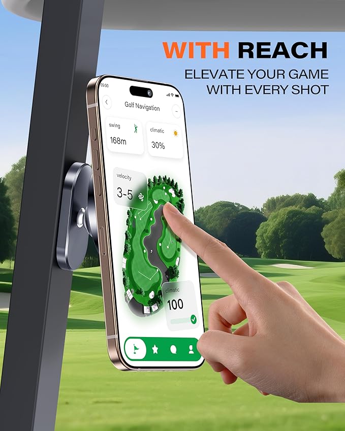 A2C Alloy Magnetic Golf Cart Phone Holder with Gift Box Compatible with MagSafe iPhone 17 Pro Max Air 16 Plus 15 14 13 12 Mini Fits EZGO, Club Car, Yamaha, Icon, Golf Cart Accessories Essentials Gift