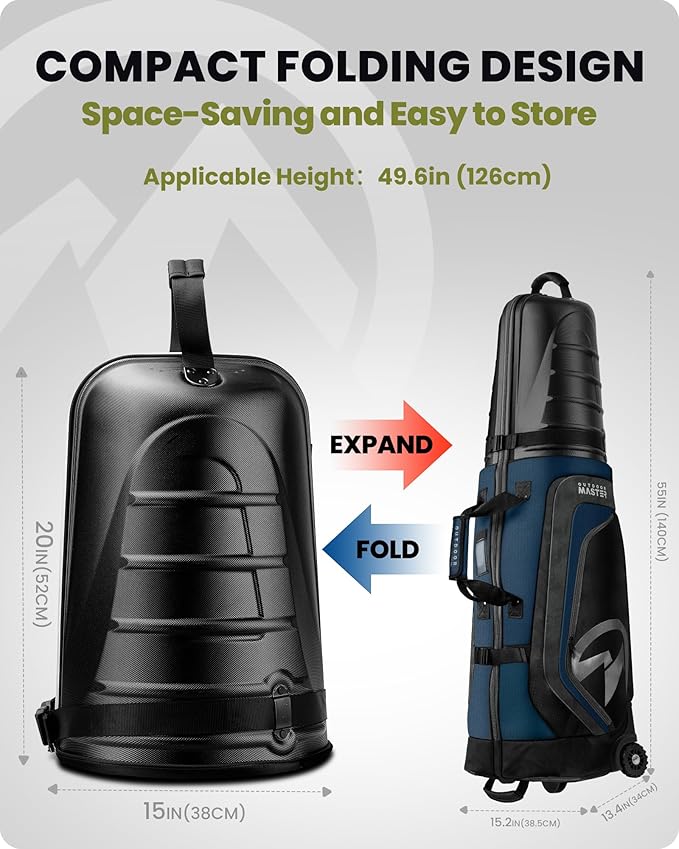 OutdoorMaster Golf Travel Bags for Airlines with Wheels and Hard Case Top, Protect Golf Clubs, Lightweight and Easy to Maneuver, Upgrade Version