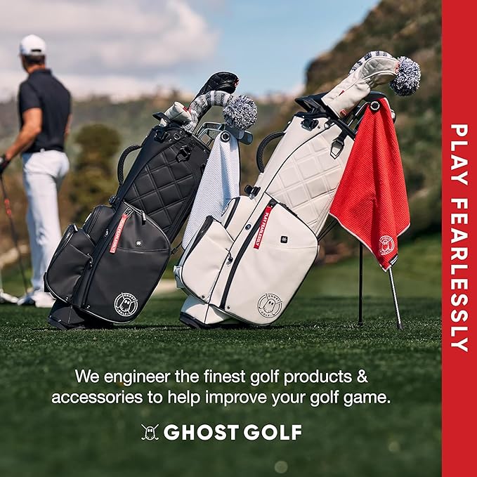 Ghost Golf Magnetic Towel (Greenside) - Premium Ultra-Absorbent Microfiber Golf Towel with Magnet for Golf Carts or Clubs - 18" x 18" Golfing Gear - Waffle Weave Pattern (Black)