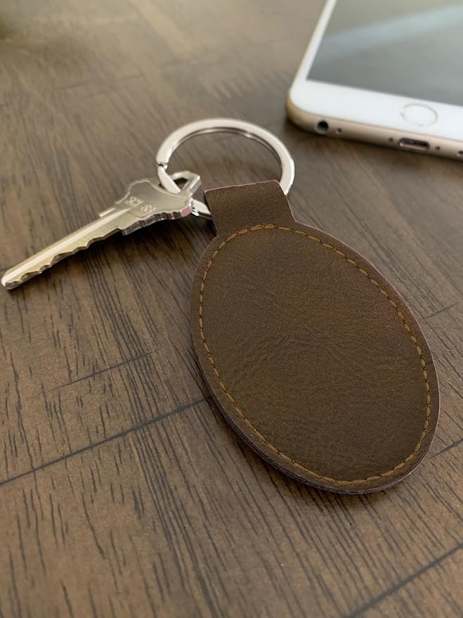 LaserGram Oval Keychain, Golf Ball, Personalized Engraving Included (Chocolate Brown)