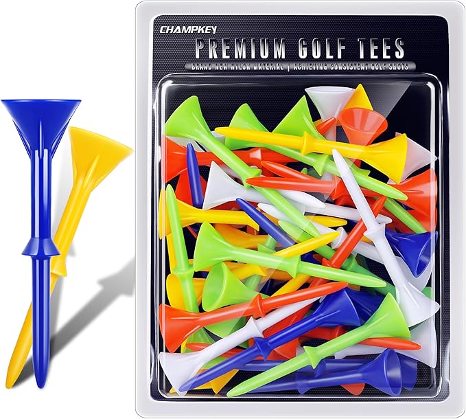 CHAMPKEY 3-1/4" Premium Plastic Golf Tees｜Excellent Durability and Stability Tees | Choose Between 25 Pack and 50 Pack