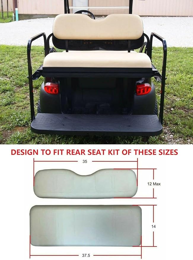 Huskey 4PCS Golf Cart Front/Rear Seat Covers for EZGO Medalist/TXT 94-13 Custom Two-Tone Black/Orange Diamond Stitching with Orange Piping, Marine Grade Vinyl Material, Staple on Design