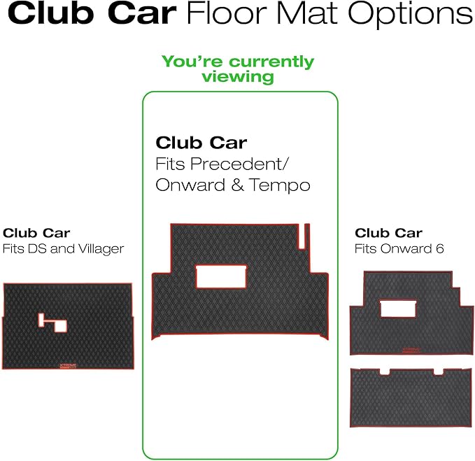 Xtreme Mats Club Car Compatible Golf Cart Mat, Full Coverage Rubber Floor Liner - Fits Club Car Models Precedent (2004-2025)/Onward & Tempo (2017-2025)/Villager & V4L (2019-2024) - Blue Trim