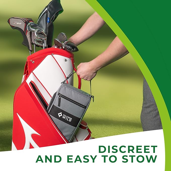 Golf Cooler Bag Plus 2 Ice Packs - Keeps Drinks Cold for Hours - Holds 6 Cans - Fits Discreetly in Golf Bags - Insulated Beer Sleeve and Cooler Accessories