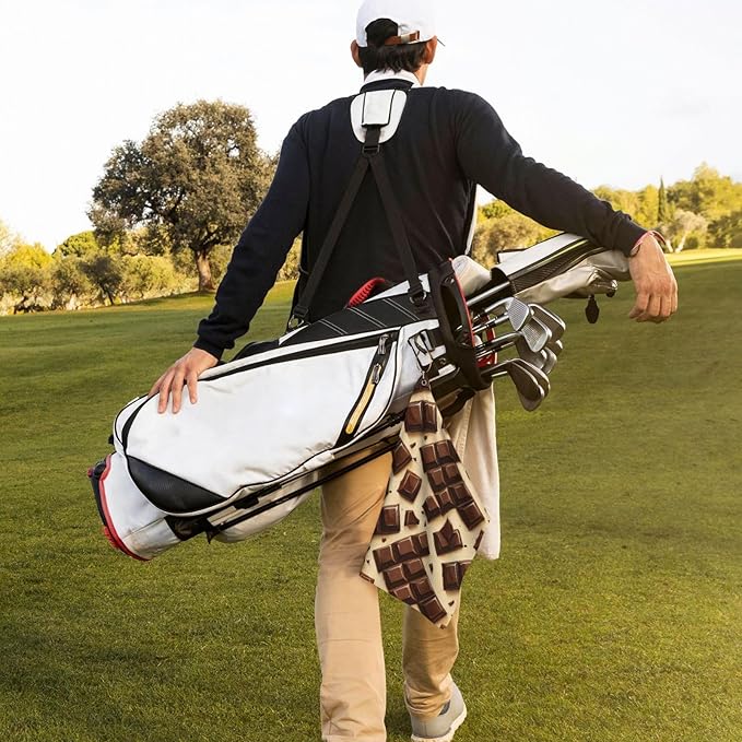 Chocolate Golf Towel Waffle Microfiber with Hook Detachable Clip 24x16in