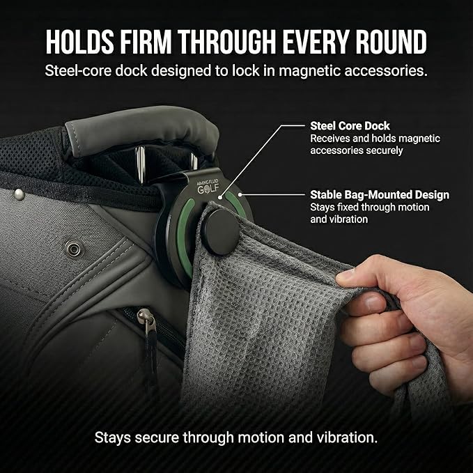 Magnetic Golf Landing Pad – Industrial Steel Core, Universal Fit for All Golf Bags, Soft-Safe Protection Layer – Secure Mount for Magnetic Golf Towels, Rangefinder & Accessories