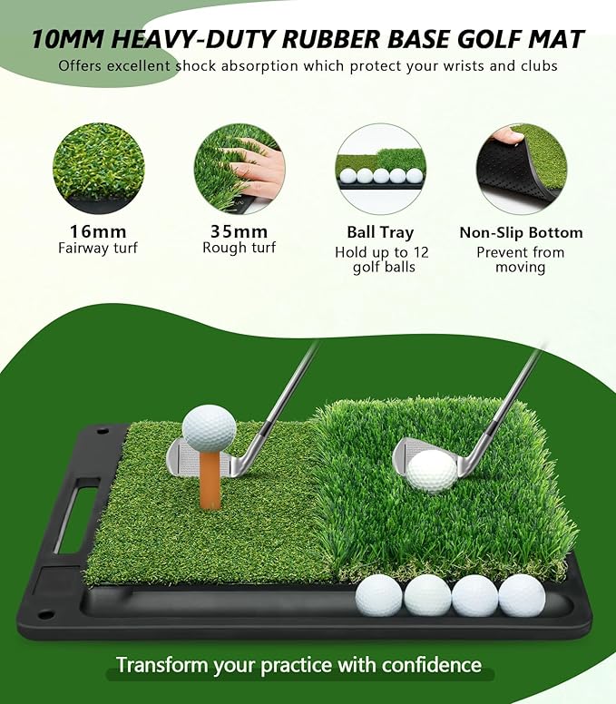 Golf Net, 10 x 7FT Golf Practice Nets for Backyard Driving Hitting Swing Chipping Training with Hitting Mat for Indoor & Outdoor, Gifts for Men Dad Husband Golfers Him
