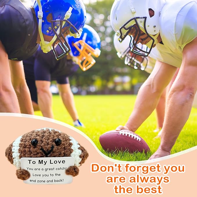 Mini Handmade Crochet Football for Him Who Loves Football, for Boyfriend/Husband, Emotional Support Footballs Romantic I Love You Gift Birthday Gifts