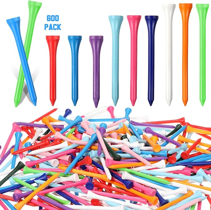 Mudder 600 Pack Golf Tees Bulk Wooden Golf Tees Multicolor Wood for Men Balls Accessories
