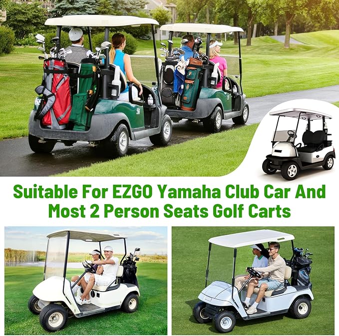 Kaskawise Golf Cart Seat Covers,Universal Golf Cart Seat Towel Blanket with 4 Front Pockets & Nonskid Bottom Fits for EZGO, Yamaha, Club Car DS Precedent and More 2 Person Seats Golf Carts (Green)