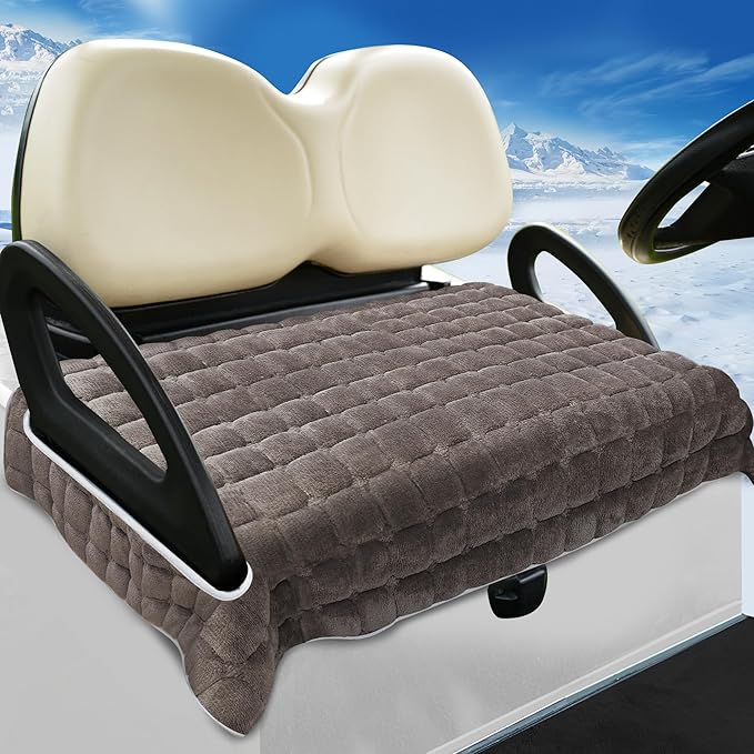 YOKYHOM Golf Cart Seat Covers, Supreme Comfort Golf Cart Seat Towel Blanket, Heavyweight Deep-Pile, Fits EZGO, Yamaha, Club Car and More 2-Seat Carts, 50"x 27.5", Brown