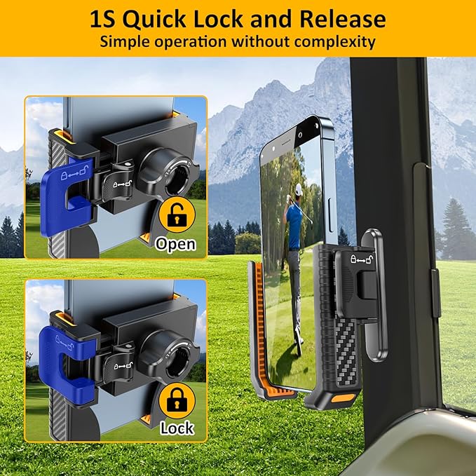 Falafa Magnetic Golf Cart Phone Holder, Golf Cart Universal Phone Holder Mount Compatible with EZGO/Club Car/Yamaha, Golf Cart Accessories for iPhone/Galaxy/Google Pixel All Smartphones