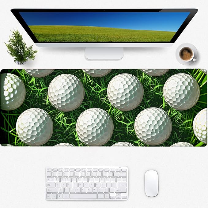 Golf Gaming Mouse Pad, Desk Mat, Non-Slip Rubber Base Cool Aesthetic MousePads for Computer Laptop Keyboard Office School Home Desktop Accessories Decor 31.5" x 11.8"