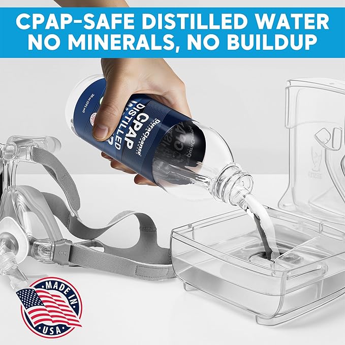 Dura Cleanse Distilled Water for CPAP Machines 6 Pack (20 oz Each) Travel Size Bottles for Resmed, Respironics Machines, Personal Humidifier - Made in USA, BPA-Free, Clean, Multi-Use, Travel-Friendly