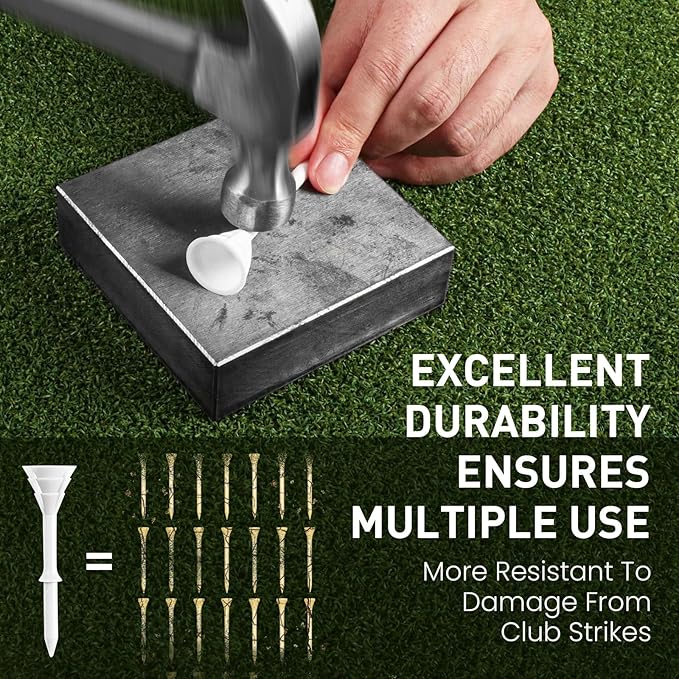 FINGER TEN Unbreakable Golf Tees Plastic 3 1/4 inch Value 50/100 Pack, Low Friction & Low Ball Spin Long Tees to Improve Distance & Accuracy, Durable Tees with Assorted Colors to Practice