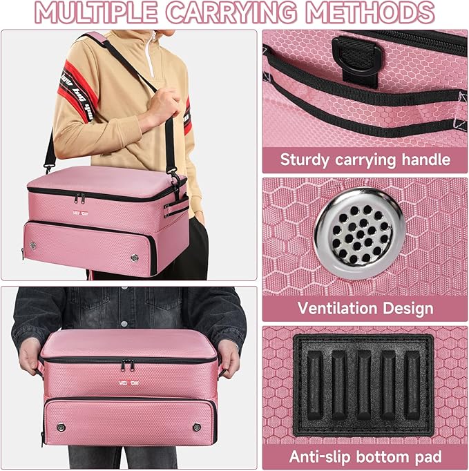 ANILD Golf Trunk Organizer, 2 Layer Golf Storage Case with Separate Ventilated Compartment for 2 Pair Shoes, for Balls, Tees, Clothes, Gloves, Accessories, Golfer Gifts
