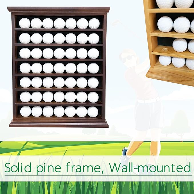 Luxurious Display Cabinet for Golf Balls - Perfect Showcase for Vice, Taylormade, Titleist Golf Balls - Elegant Mahogany Construction, Holds 49 Golf Balls, Ideal Collectible for Golf Enthusiasts