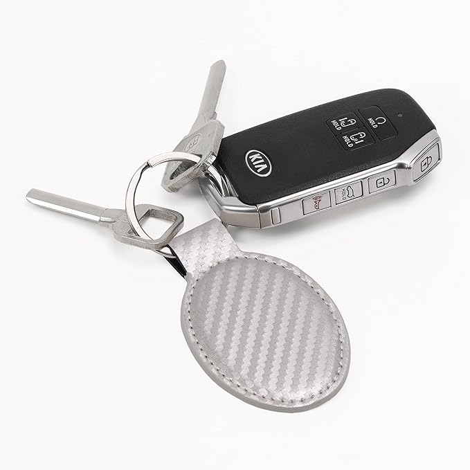 LaserGram Oval Keychain, Golfer Golfing, Personalized Engraving Included (Carbon Fiber Silver)