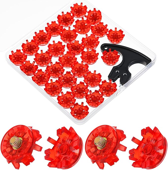 31 Pcs Golf Spikes Set with 30 Golf Cleats Replacement and Black Cleats Spanner for Shoes Metal Thread Screw 6 mm Dia Spike Tool Accessories for Lawn Outdoor Cricket Shoe Player Lover