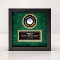 MASTERPIECE FRAMING + IMAGING Hole-in-One Golf Display Case Frame for Ball & Printed Graphic Info Insert (Sport, Green Suede)