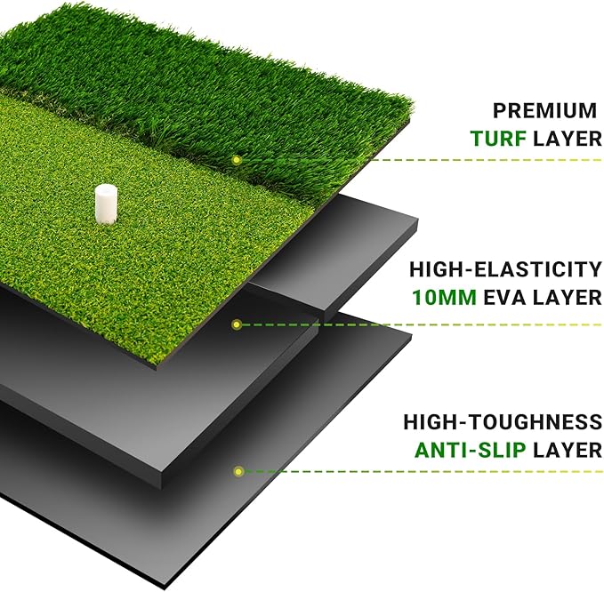 Foldable Golf Hitting Mat Dual-Turf Golf Practice Mat Portable Design Fairway and Rough Grass Surfaces Ideal for Backyard Office and Travel Swing & Chipping Practice