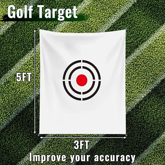 Golf Hitting Net - Practice Net with Auto Ball Return 10×8FT Fiberglass Pole & PP Netting for Backyard Training - Adults Home Use Swing Practice Equipment