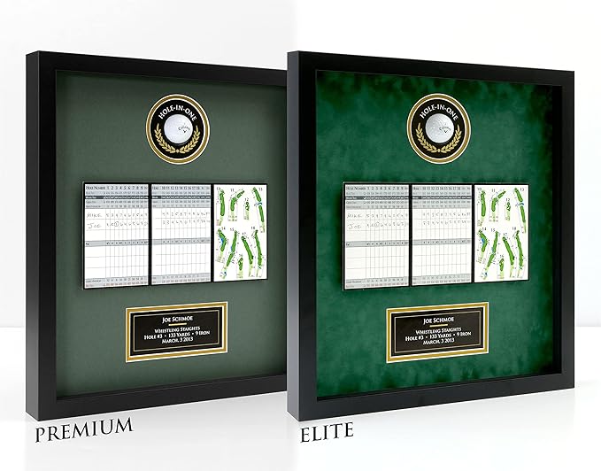 Hole-in-One Golf Display Case Frame, 3 or 4 Components for Ball, Scorecard, Photo & Printed Graphic Info Insert (Premium, 3 Components)
