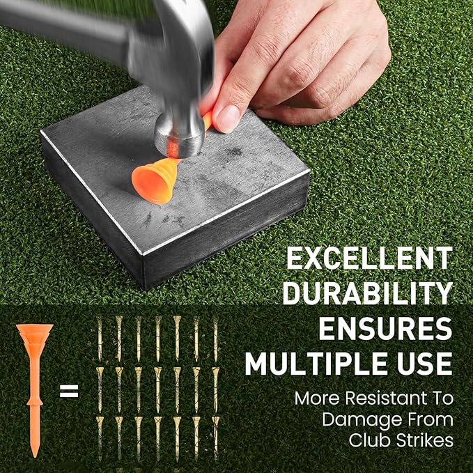 FINGER TEN Unbreakable Golf Tees Plastic 3 1/4 inch Value 50/100 Pack, Low Friction & Low Ball Spin Long Tees to Improve Distance & Accuracy, Durable Tees with Assorted Colors to Practice