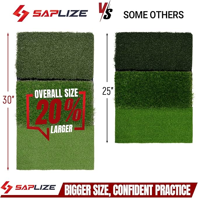 SAPLIZE Foldable Heavy-Duty Golf Hitting Mat with 10mm EVA Backing for Indoor/Outdoor Swing & Chipping, Golf Accessories & Gift for Men & Women