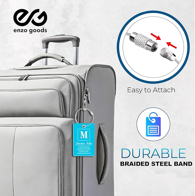 Personalized Luggage Tag | Custom Luggage Tags for Suitcases | Kids Backpack Tag | 10 Color Options & Choose Font, Font Color