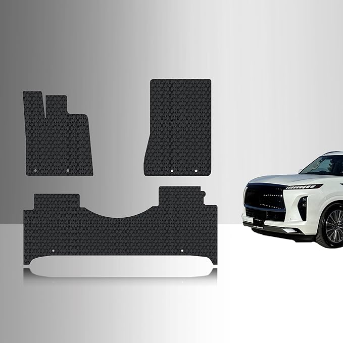 TOUGHPRO Floor Mats Accessories Set (Front Row + 2nd Row) for Infiniti QX80 2nd Row Bucket Seating with Console All Weather Heavy Duty (Made in USA) Black Rubber 2025 2026