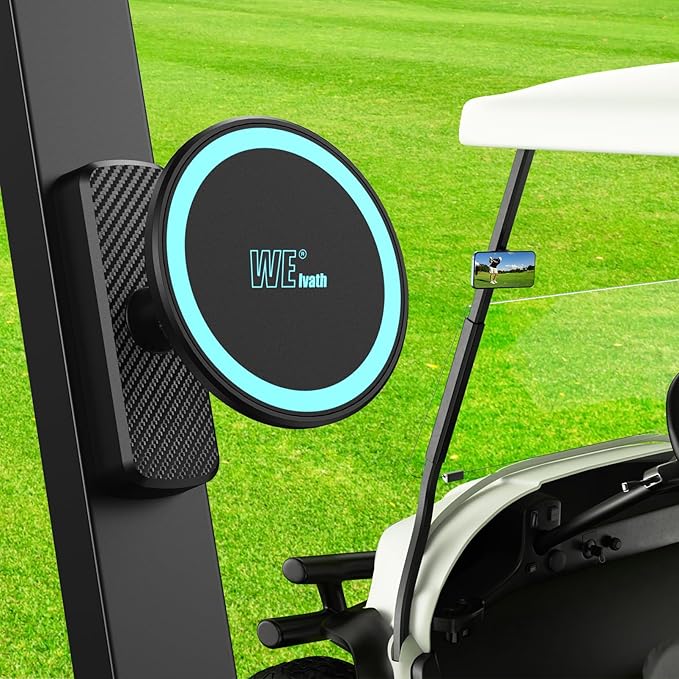Magnetic Golf Cart Phone Holder, Phone Mount Holder Compatible with MagSafe iPhone/Galaxy/Smartphones, Golf Cart Accessories for EZGO Club Car Yamaha Icon, Gift for Men Women