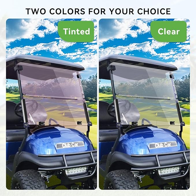 Club Car Precedent Tempo Flip Flop Compact Golf Cart Windshield, Tinted Color, 3/16" Thickness, Fits Club Car Precedent Tempo 2004+