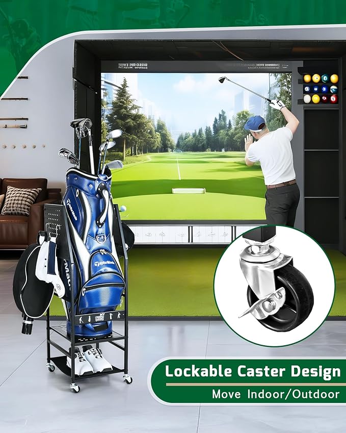 Mythinglogic Golf Bag Storage Organizer, Extra Large Golf Storage Stand for Golf Bag Accessories, Golf Storage Rack for Garage, Golf Club, Home