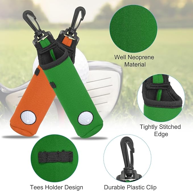 PATIKIL Golf Ball Carry Bag Golf Tee Holder Pouch Portable Neoprene Golf Ball Holder with Clip for Men and Women