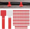 100-Pack Hook and Loop Cable Ties, 3.5 x 1.1 Inch Adjustable Self-Adhesive Cord Organizer for Desk/Home/Wall/Office Essentials, Cable Management Under Desk [Red]