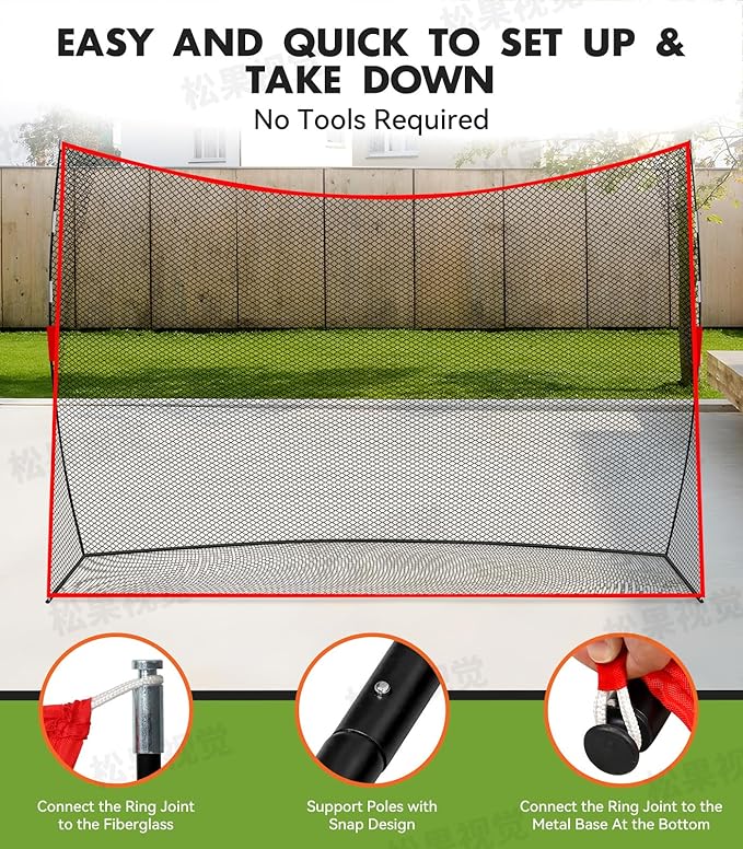 Golf Net: 10x7ft Heavy Duty Golf Practice Net for Indoor/Outdoor Training, Portable Golf Hitting Net with Carry Bag, Ideal Golf Training Aid for Golfers Backyard Driving Chipping Swing (Standard)