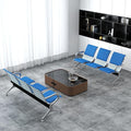 Kinfant Waiting Room Chairs with Arms – Blue PU Leather Back & Cushioned Seat Heavy-Duty Steel Frame, Ergonomic Office Reception Guest Chair for Lobby, Clinic, Airport